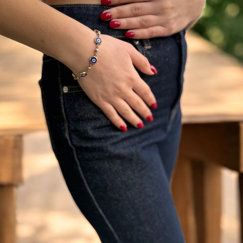 14 AYAR NAZAR BONCUKLU ALTIN BİLEKLİK