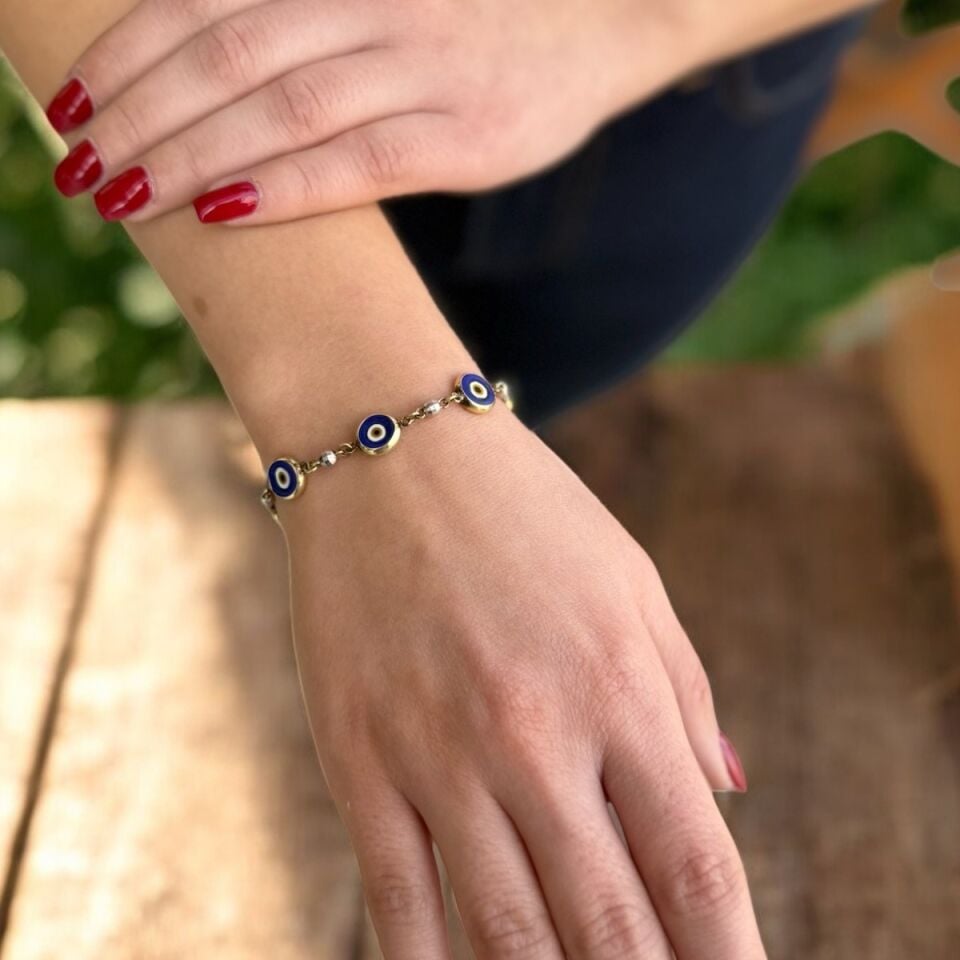 14 AYAR NAZAR BONCUKLU ALTIN BİLEKLİK