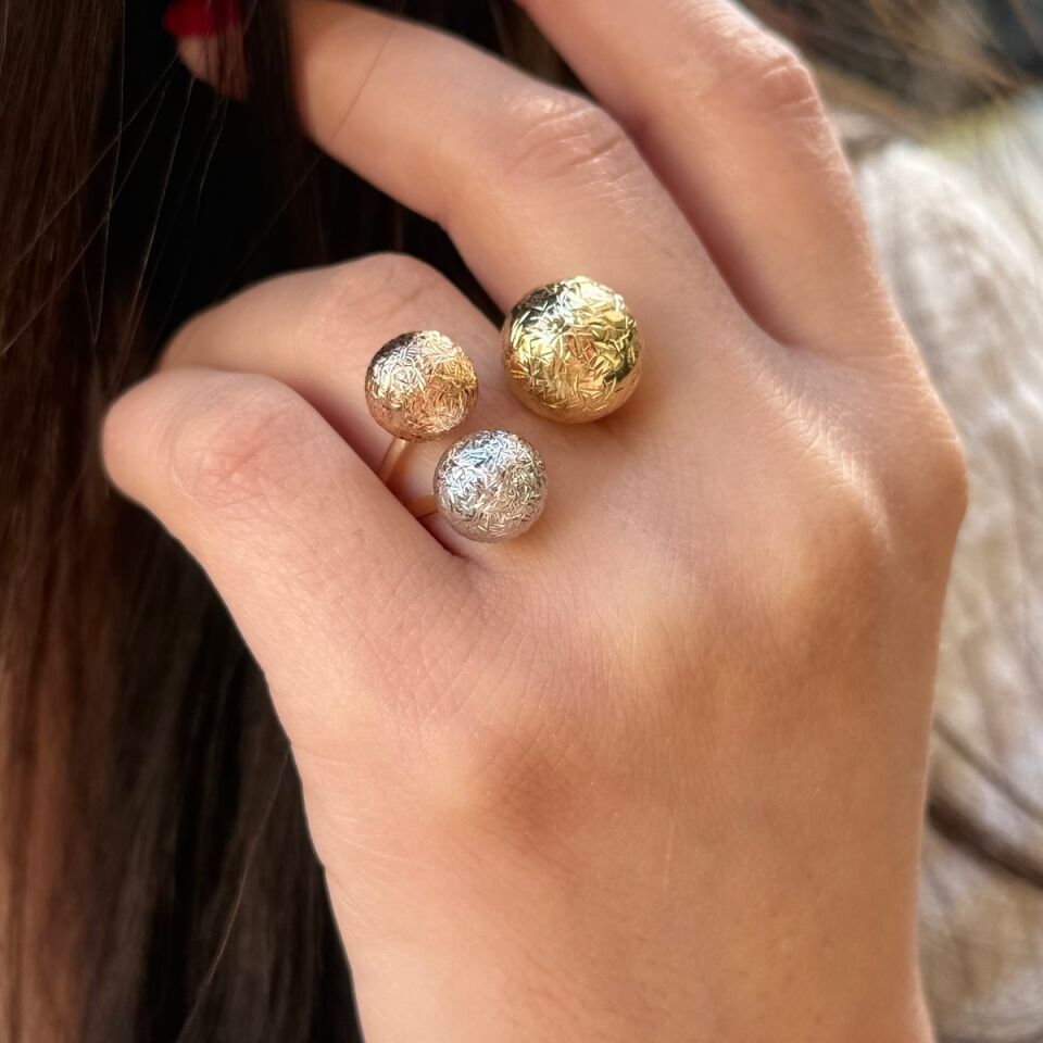 14 AYAR İTALYAN ÜÇ RENK TOPLU ALTIN YÜZÜK