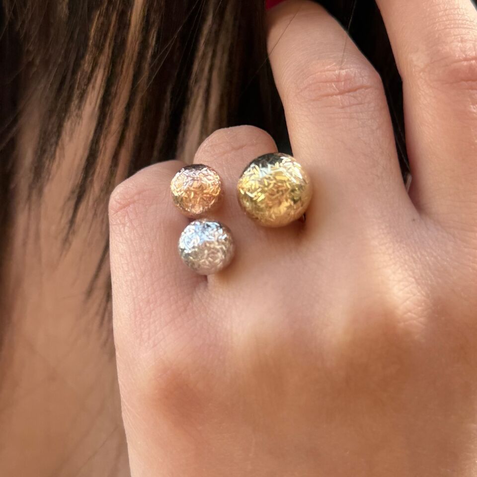 14 AYAR İTALYAN ÜÇ RENK TOPLU ALTIN YÜZÜK