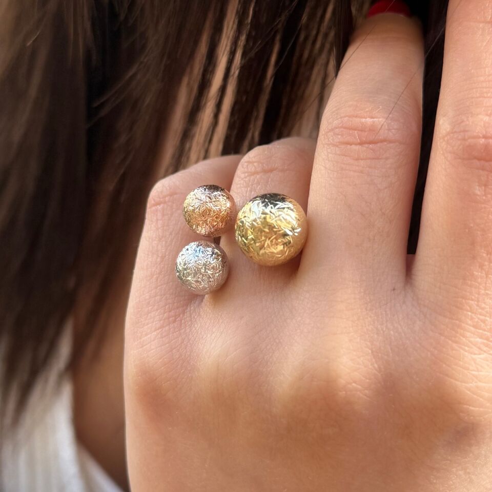 14 AYAR İTALYAN ÜÇ RENK TOPLU ALTIN YÜZÜK