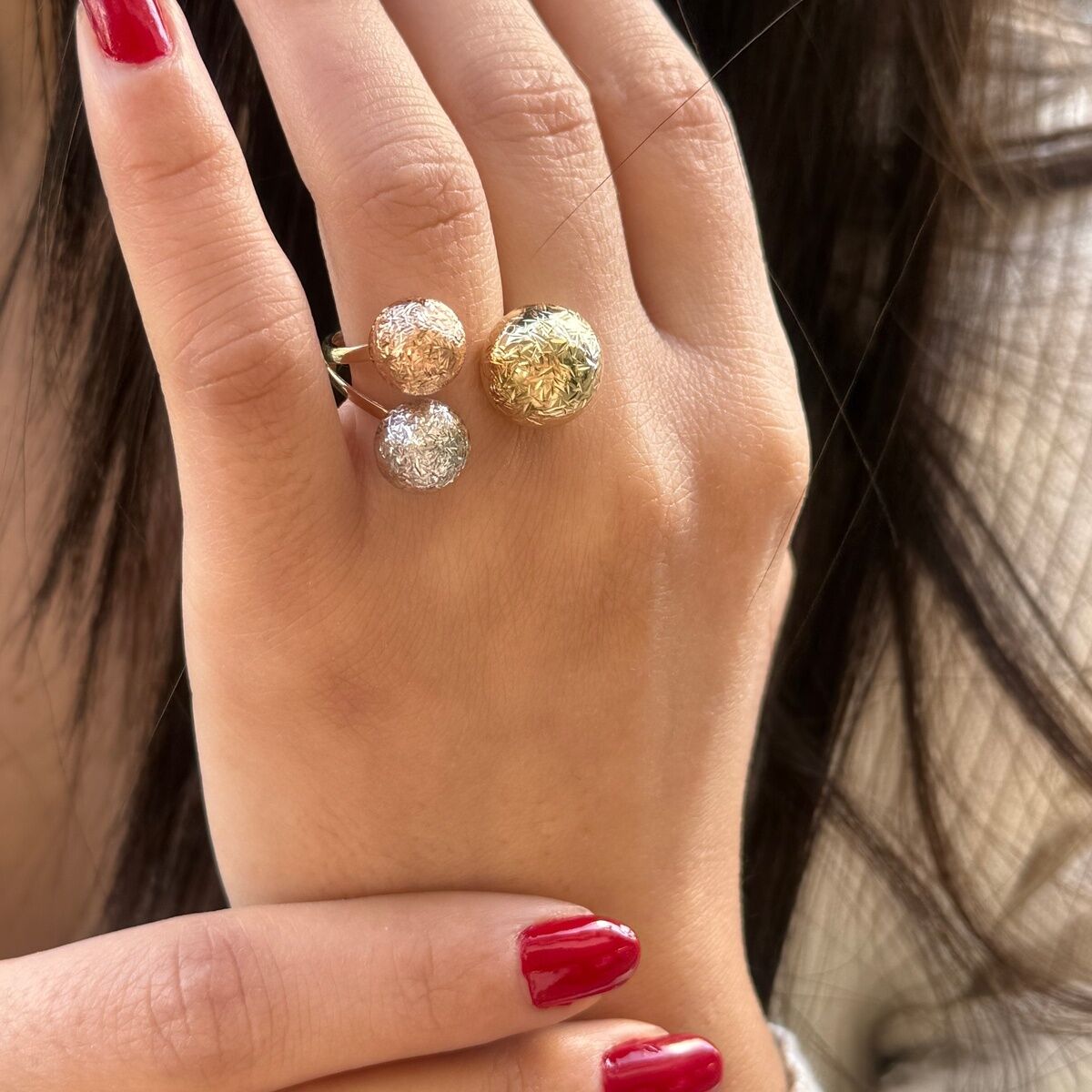 14 AYAR İTALYAN ÜÇ RENK TOPLU ALTIN YÜZÜK