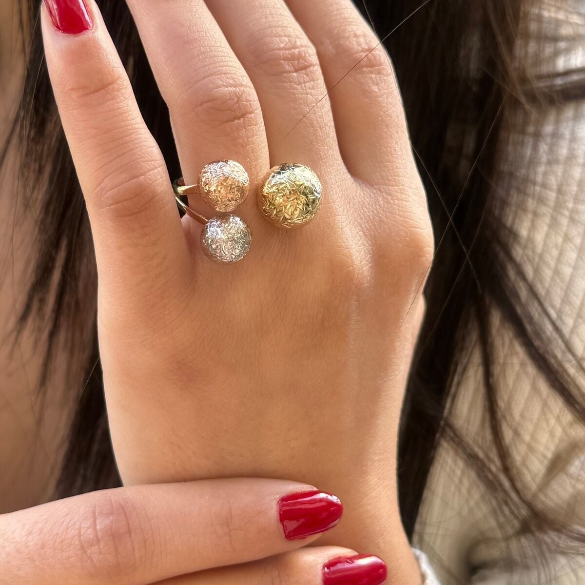 14 AYAR İTALYAN ÜÇ RENK TOPLU ALTIN YÜZÜK