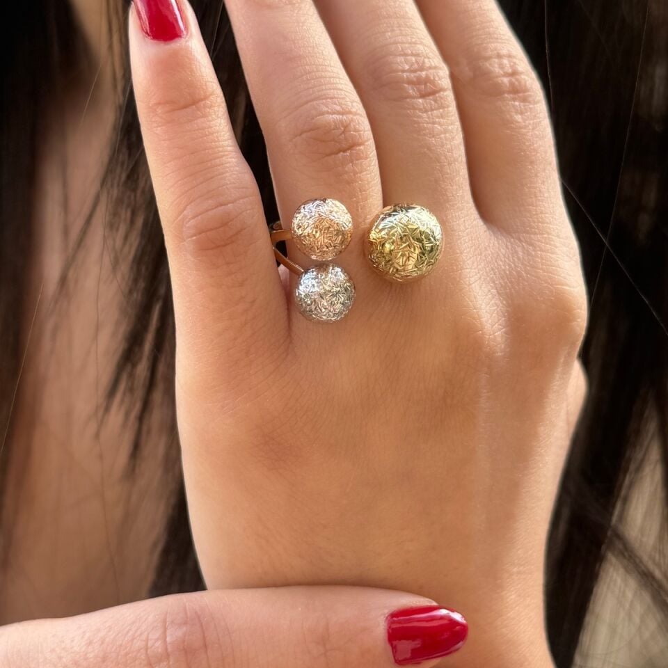 14 AYAR İTALYAN ÜÇ RENK TOPLU ALTIN YÜZÜK