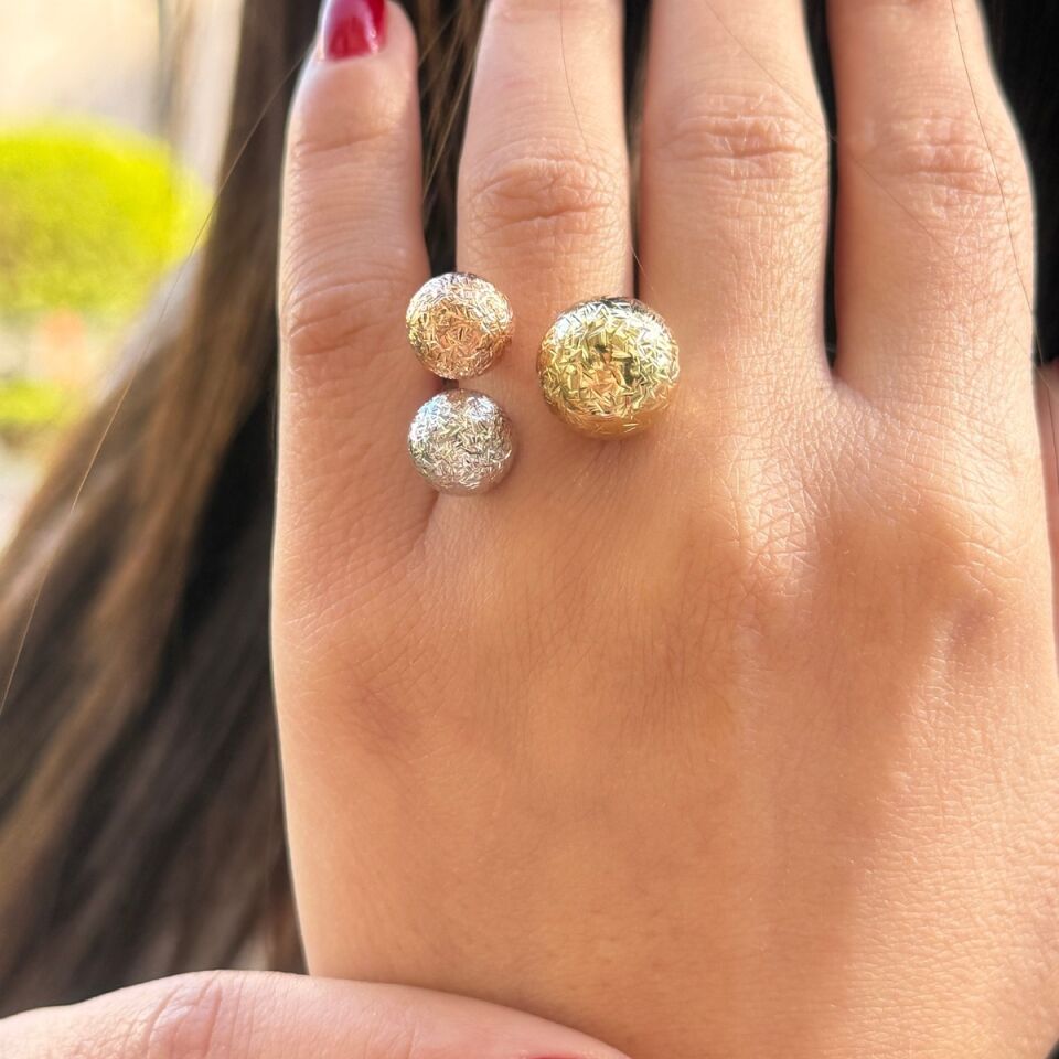 14 AYAR İTALYAN ÜÇ RENK TOPLU ALTIN YÜZÜK