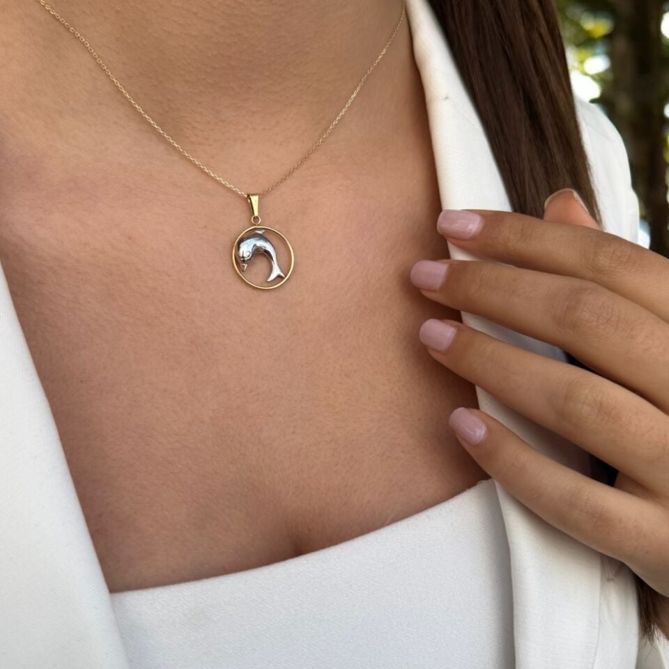 14 AYAR YUNUS BALIĞI TASARIM ALTIN KOLYE