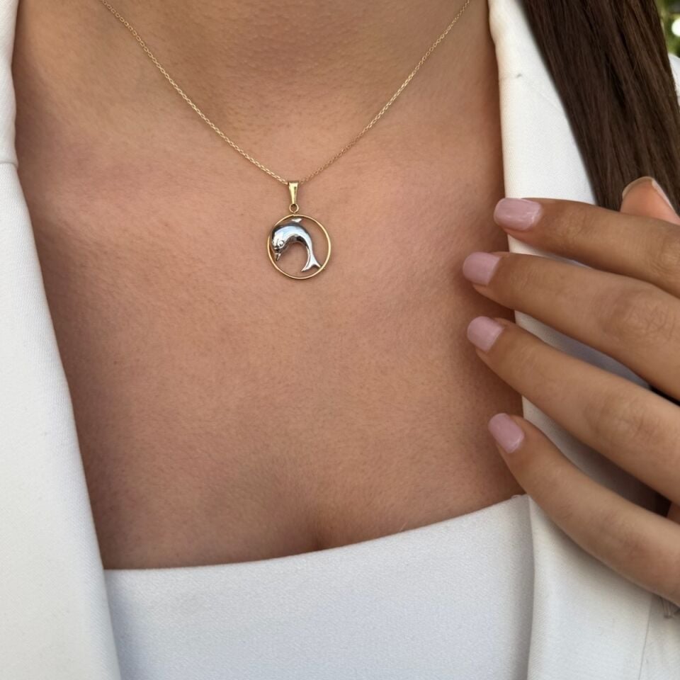 14 AYAR YUNUS BALIĞI TASARIM ALTIN KOLYE