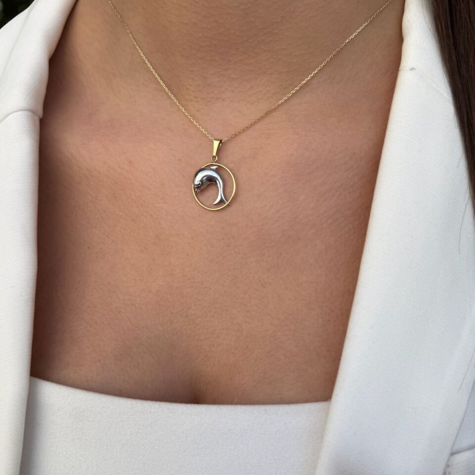 14 AYAR YUNUS BALIĞI TASARIM ALTIN KOLYE