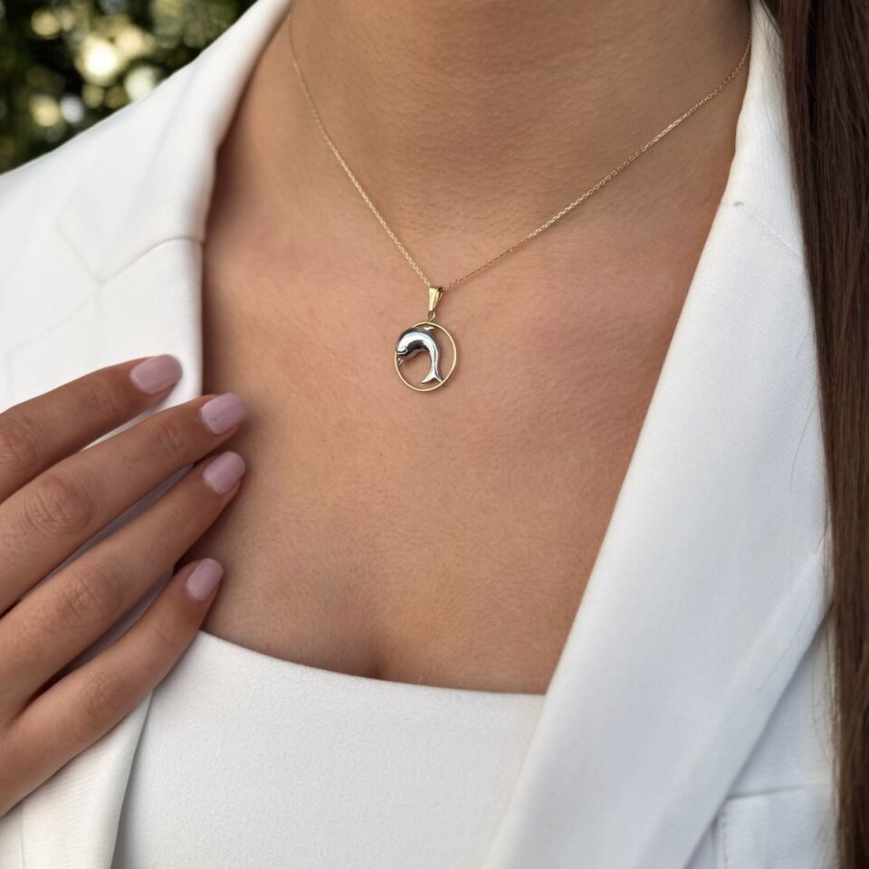 14 AYAR YUNUS BALIĞI TASARIM ALTIN KOLYE