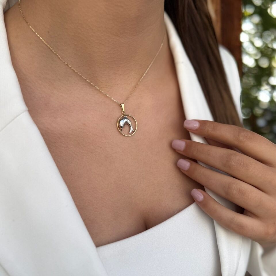 14 AYAR YUNUS BALIĞI TASARIM ALTIN KOLYE