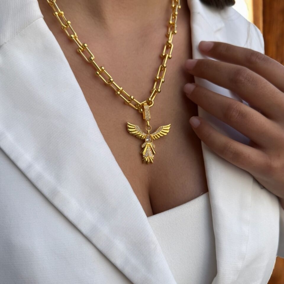 22 AYAR ÖZEL TASARIM ANKA KUŞU KOLYE UCU