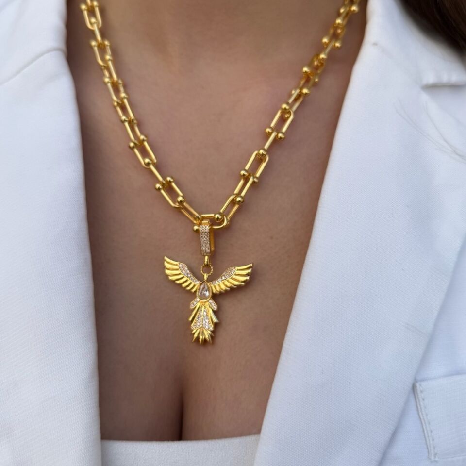 22 AYAR ÖZEL TASARIM ANKA KUŞU KOLYE UCU