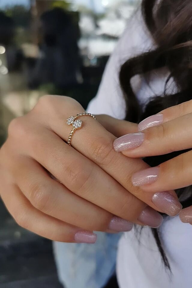 14 Ayar İtalyan Çapraz Model Yuvarlak Taşlı İtalyan Yüzük 19