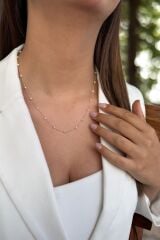 14 AYAR İNCİLİ TASARIM ALTIN KOLYE