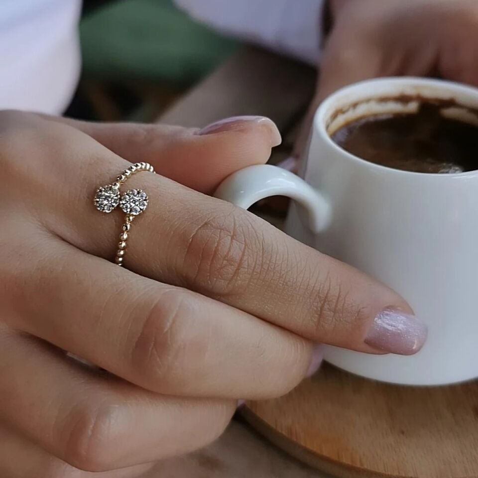 14 Ayar İtalyan Çapraz Model Yuvarlak Taşlı İtalyan Yüzük