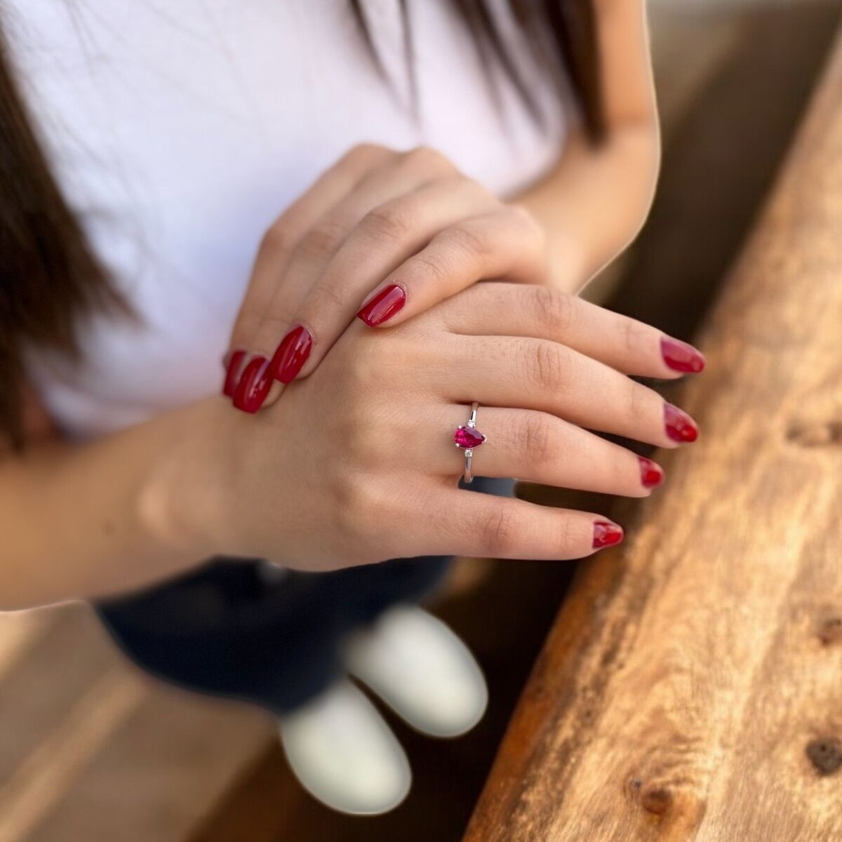 14 AYAR 1,25 CT YAKUT TAŞLI 0,04 CT PIRLANTA TAŞLI ALTIN YÜZÜK