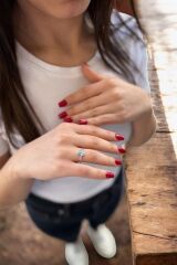 14 AYAR 1,34 CT AQUAMARİN TAŞLI VE 0,04 CT PIRLANTA TAŞLI BEYAZ ALTIN YÜZÜK 13