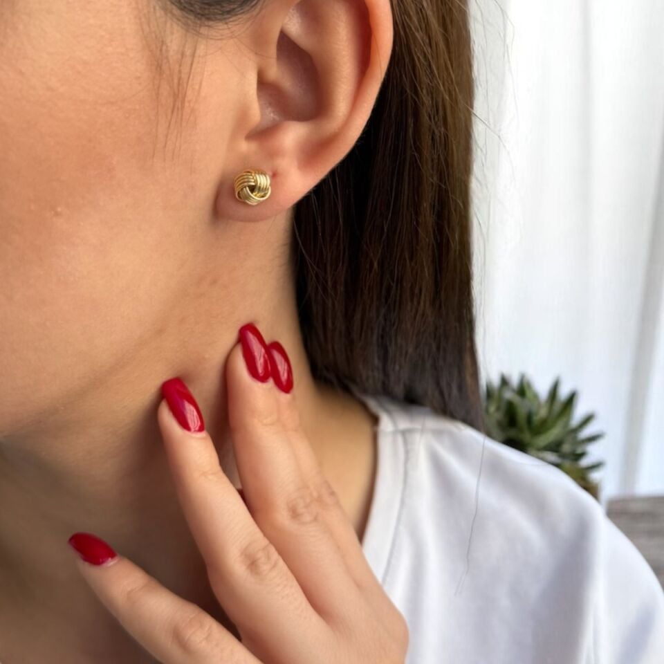 14 Ayar Düğüm Altın Küpe