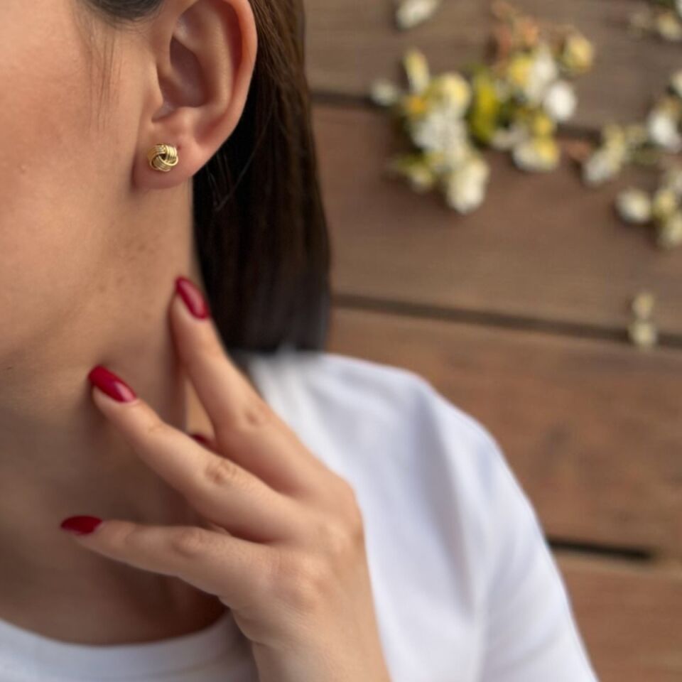 14 Ayar Düğüm Altın Küpe