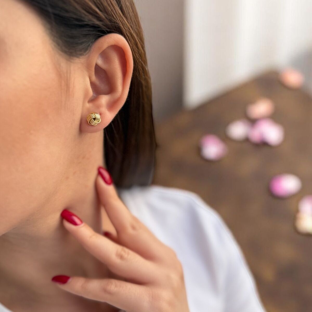 14 Ayar Düğüm Altın Küpe