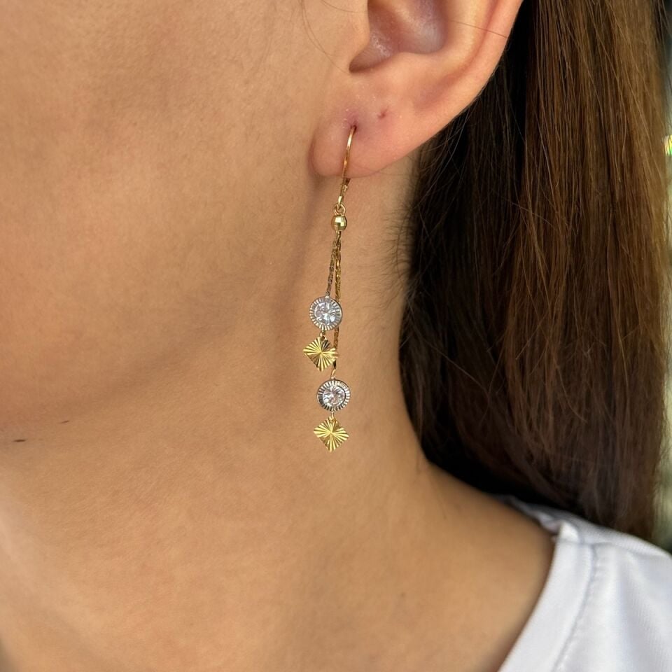 14 AYAR ZİNCİRLİ TAŞLI KÜPE