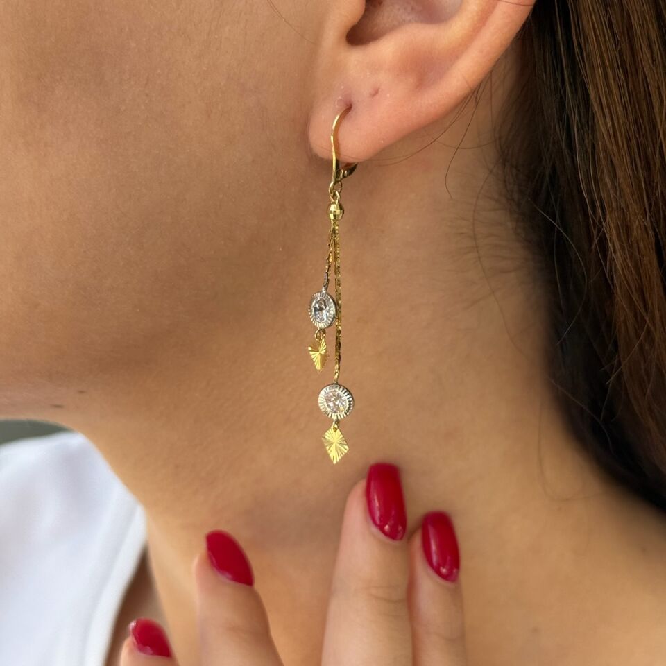 14 AYAR ZİNCİRLİ TAŞLI KÜPE