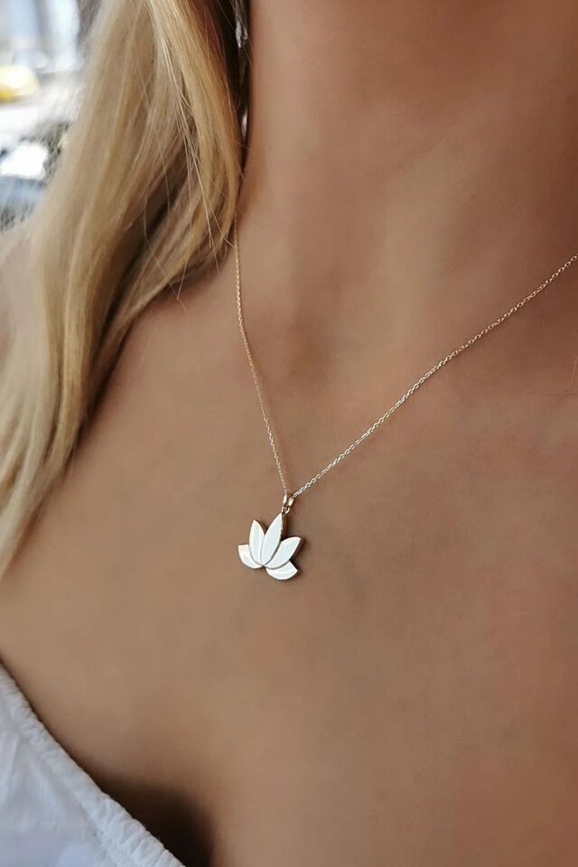 14 AYAR LOTUS ÇİÇEĞİ ALTIN KOLYE