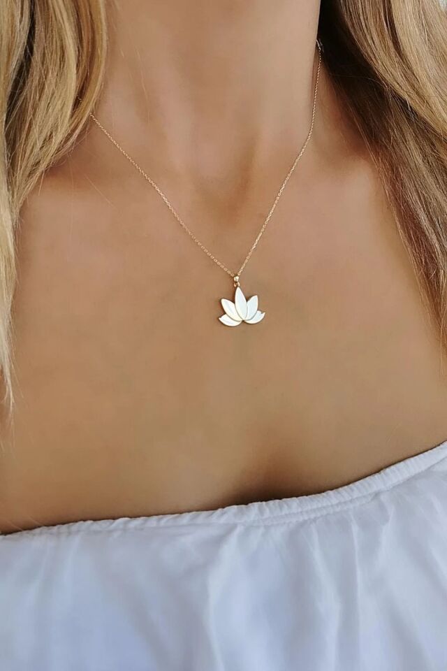 14 AYAR LOTUS ÇİÇEĞİ ALTIN KOLYE