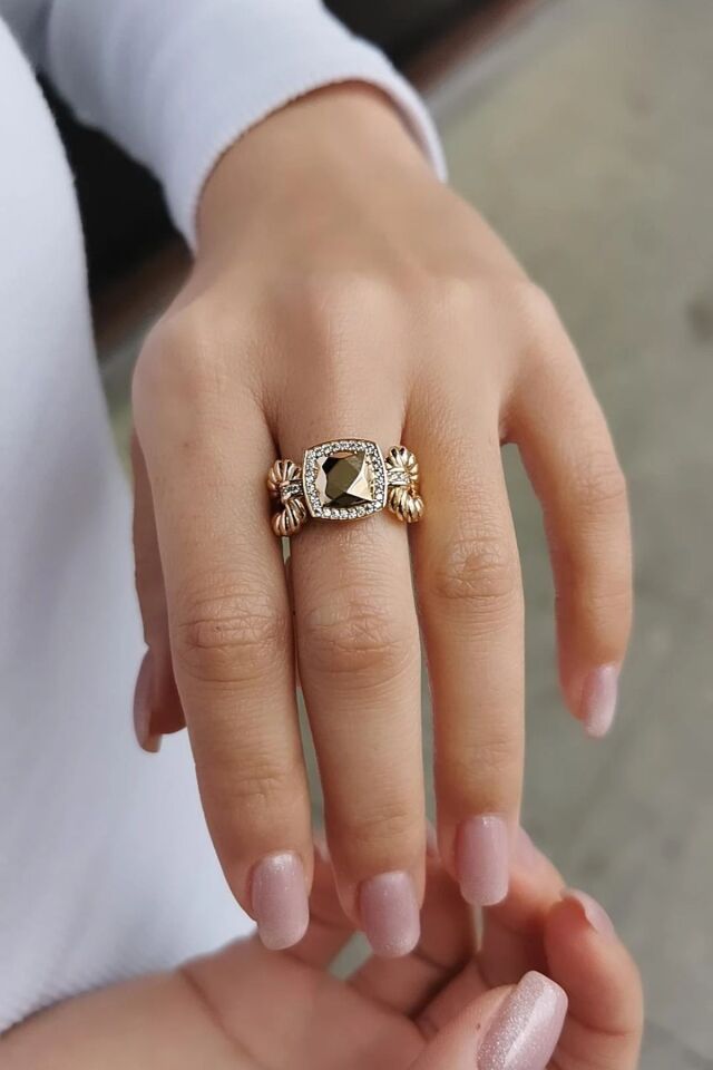 14 AYAR KARE TASARIM İTALYAN ALTIN YÜZÜK 15