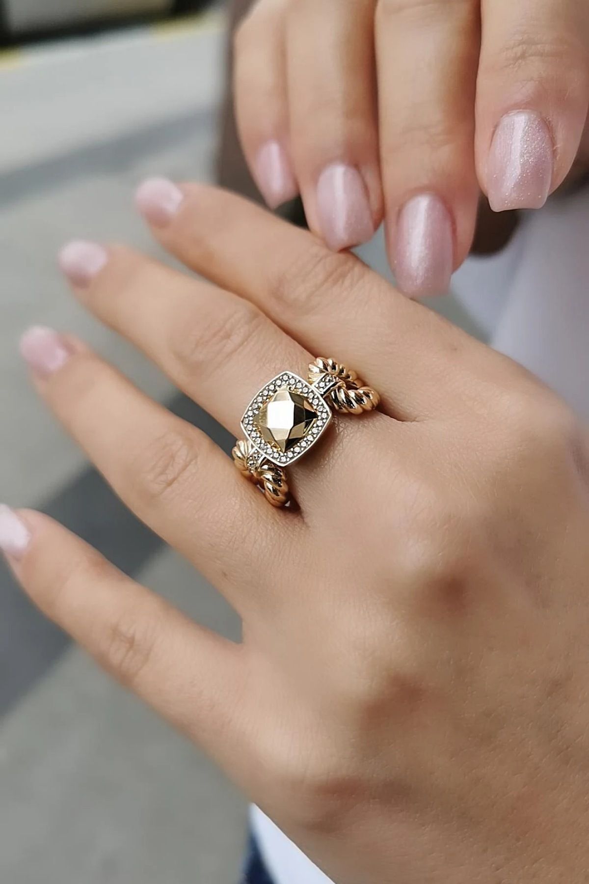 14 AYAR KARE TASARIM İTALYAN ALTIN YÜZÜK 15