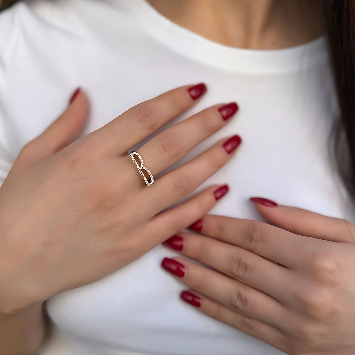 14 Ayar B Harfi Özel Tasarım Altın Yüzük