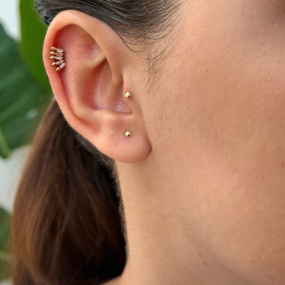14 AYAR BEŞ BAGET TAŞLI TASARIM TRAGUS HELİX KÜPE