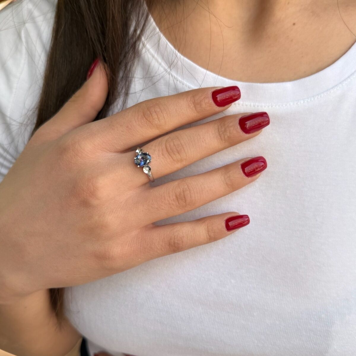 14 AYAR 1,94 CT MİSTİK TOPAZ TAŞLI VE 0,04 CT PIRLANTA TAŞLI BEYAZ ALTIN YÜZÜK