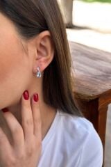 14 AYAR 2,51 CT AQUAMARİN VE 0,04 CT PIRLANTA TAŞLI BEYAZ ALTIN KÜPE