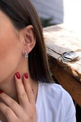14 AYAR 2,51 CT AQUAMARİN VE 0,04 CT PIRLANTA TAŞLI BEYAZ ALTIN KÜPE