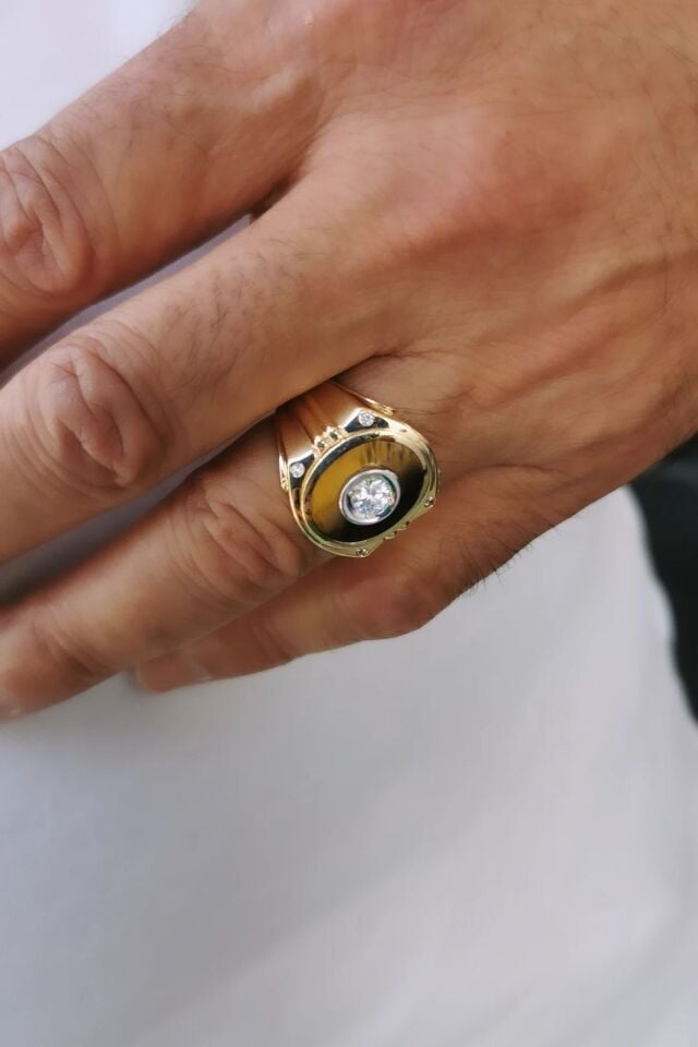 14 AYAR KAPLANGÖZÜ TASARIM İTALYAN ERKEK YÜZÜK