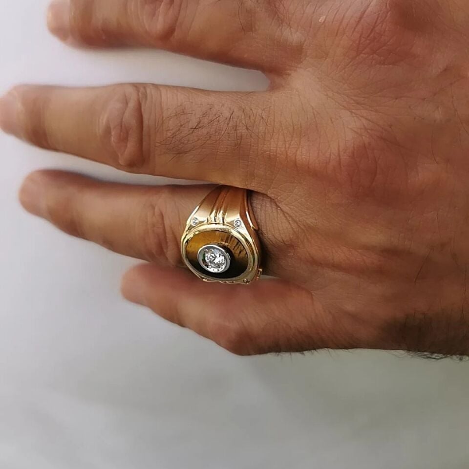 14 AYAR KAPLANGÖZÜ TASARIM İTALYAN ERKEK YÜZÜK