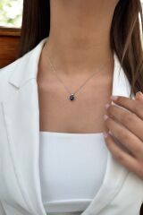 14 AYAR 1,53 CT SAFİR TAŞLI VE PIRLANTA TAŞLI ALTIN KOLYE