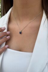 14 AYAR 1,53 CT SAFİR TAŞLI VE PIRLANTA TAŞLI ALTIN KOLYE