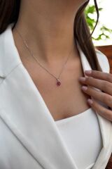 14 AYAR 1,54 CT YAKUT TAŞLI VE PIRLANTA TAŞLI ALTIN KOLYE