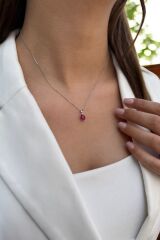 14 AYAR 1,54 CT YAKUT TAŞLI VE PIRLANTA TAŞLI ALTIN KOLYE