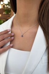 14 AYAR 1,64 CT DAMLA SAFİR TAŞLI VE PIRLANTA TAŞLI ALTIN KOLYE