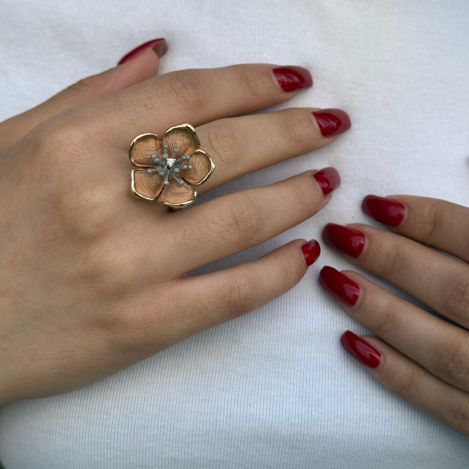 14 AYAR İTALYAN ÇİÇEK MODEL ÖZEL TASARIM ALTIN YÜZÜK