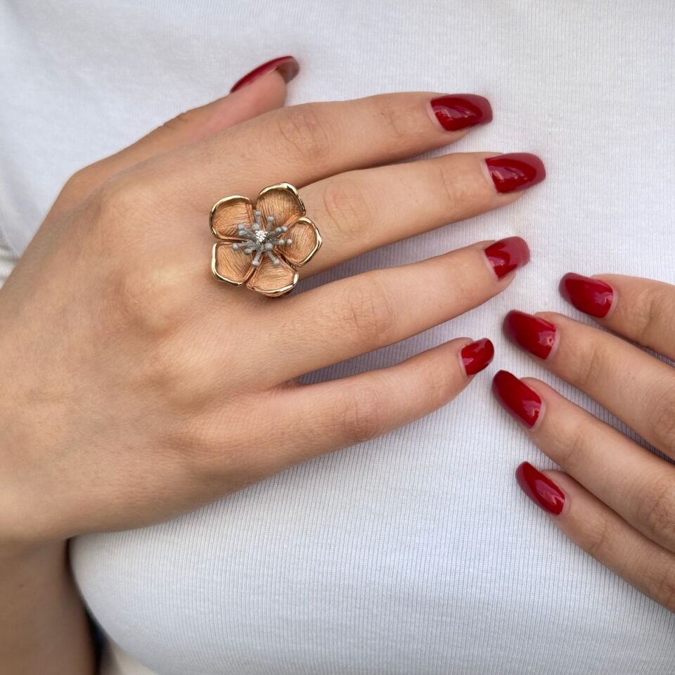 14 AYAR İTALYAN ÇİÇEK MODEL ÖZEL TASARIM ALTIN YÜZÜK