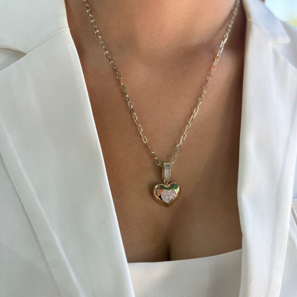 14 AYAR ÖZEL KİLİTLİ KALP KOLYE