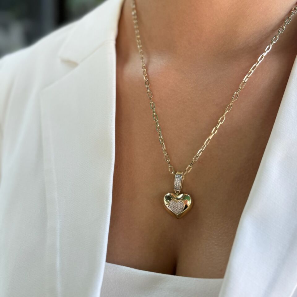 14 AYAR ÖZEL KİLİTLİ KALP KOLYE