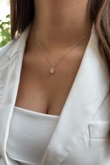 14 AYAR 6,76 CT FANCY SARI SAFİR VE PIRLANTA TAŞLI ALTIN KOLYE