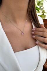 14 AYAR 3,88 CT PİNK PEMBE TAŞLI VE PIRLANTA TAŞLI ALTIN KOLYE