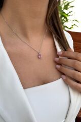 14 AYAR 3,88 CT PİNK PEMBE TAŞLI VE PIRLANTA TAŞLI ALTIN KOLYE