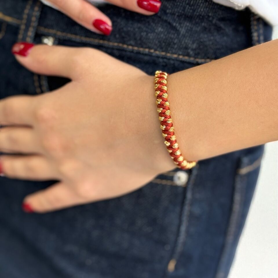 22 AYAR ÖZEL TASARIM DORİKA TOPLAR İLE ÖRÜLMÜŞ BİLEKLİK